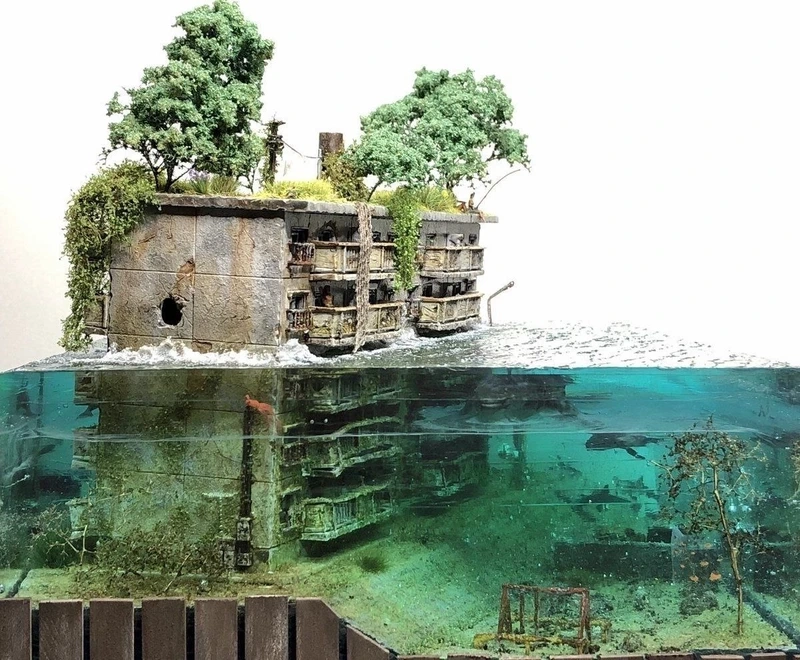 Trang trí phòng độc đáo cùng diorama dưới nước trang trí