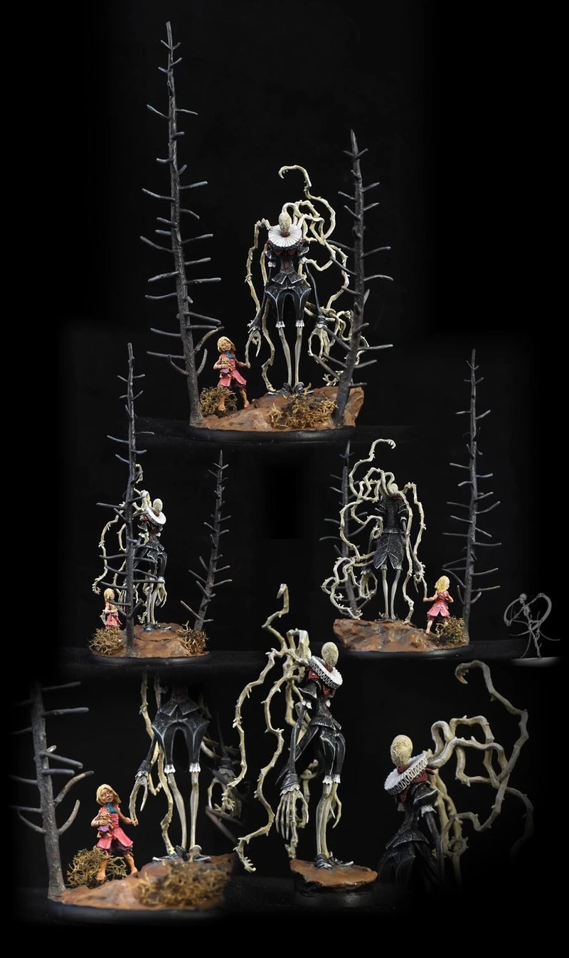 Bóng tối bao phủ diorama kinh dị tối tăm