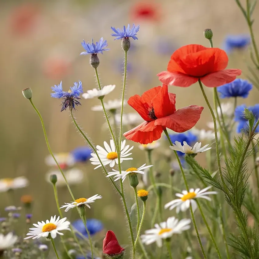 Hoa dại ngoài trời rực rỡ sắc màu với hoa dại macro