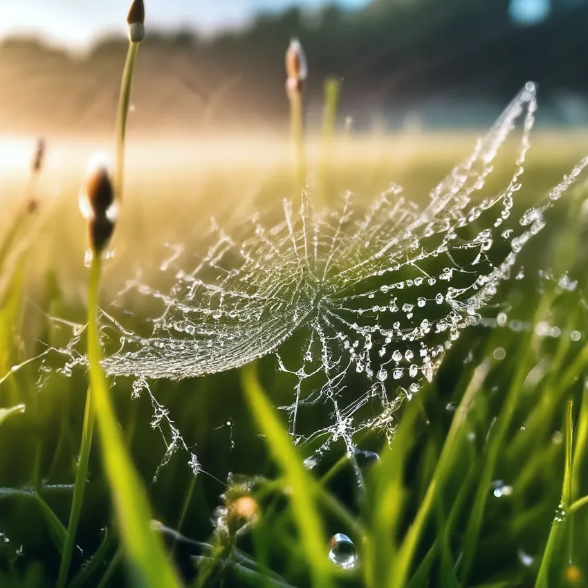 Hình nền mạng nhện sương tạo không gian thiên nhiên tĩnh lặng