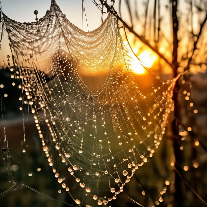 Hình nền sương & mạng nhện mang không khí bình minh
