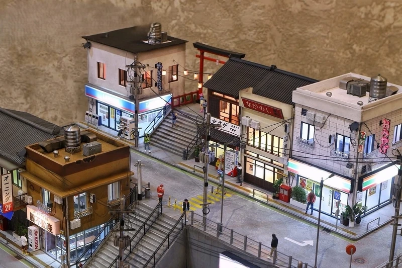 Truyền thống Nhật Bản thu nhỏ mô hình đường phố Nhật Bản truyền thống