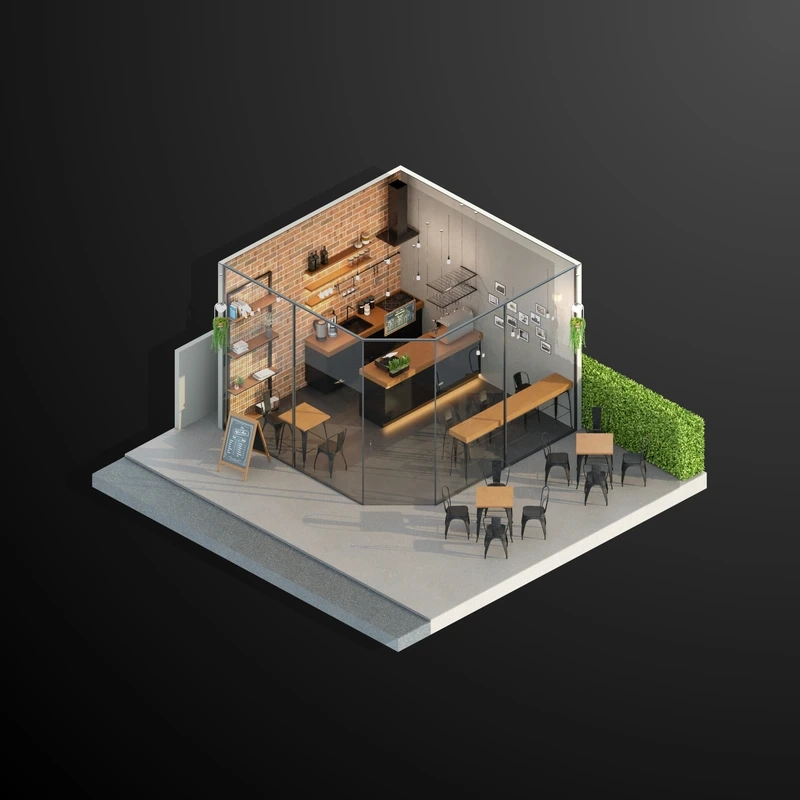 Sân vườn mini xinh xắn với mô hình quán cafe mini sân vườn