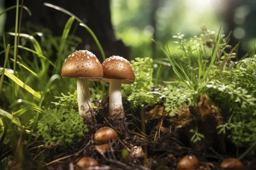 Nấm tí hon trong rừng hiện lên sinh động trong ảnh nấm rừng nhỏ