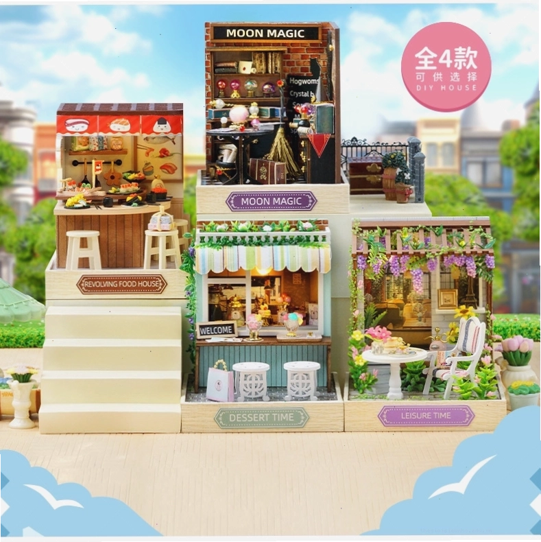 Bộ lắp ráp mô hình nhà gỗ DIY, mô hình nhà búp bê mini