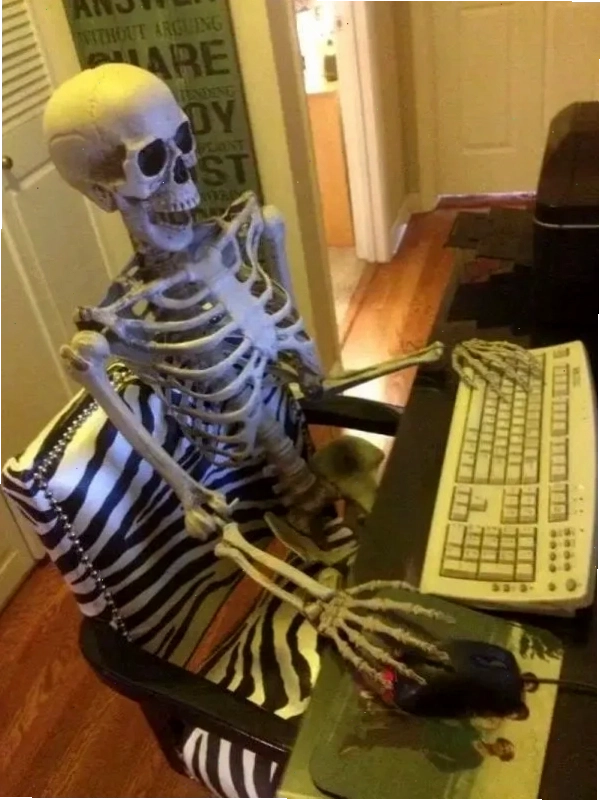 Bộ xương meme với biểu cảm hài hước