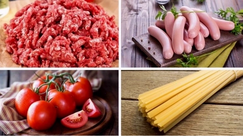 Các nguyên liệu cần chuẩn bị để làm mì Ý sốt thịt bằm