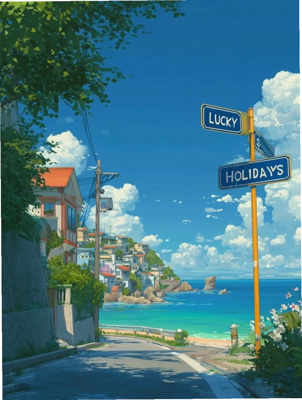 Cánh đồng hoa rực rỡ trong phong cảnh anime