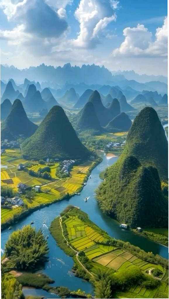 Dòng sông xanh ngọc uốn lượn qua thung lũng núi đá hùng vĩ