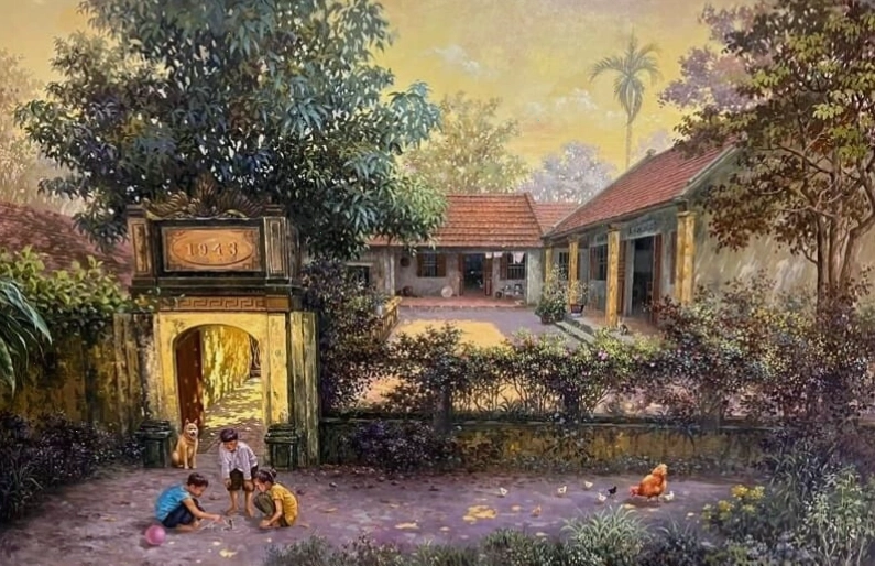 Họa sĩ đang vẽ tranh phong cảnh ngoài trời