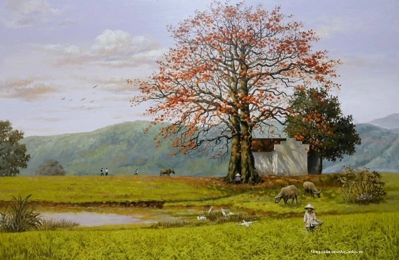 Hoàng hôn trên sông quê
