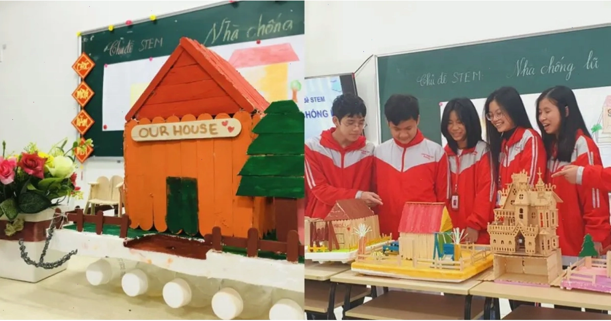Học sinh chế tạo mô hình nhà nổi chống lũ