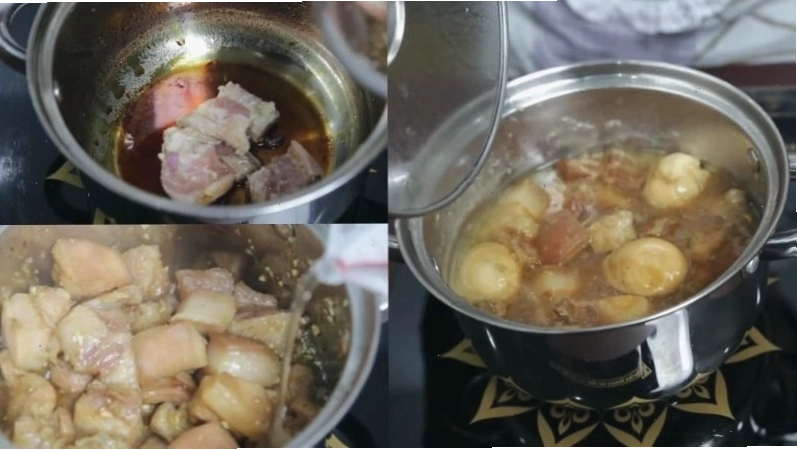 Kho thịt heo với nước dừa cho mềm và đậm đà