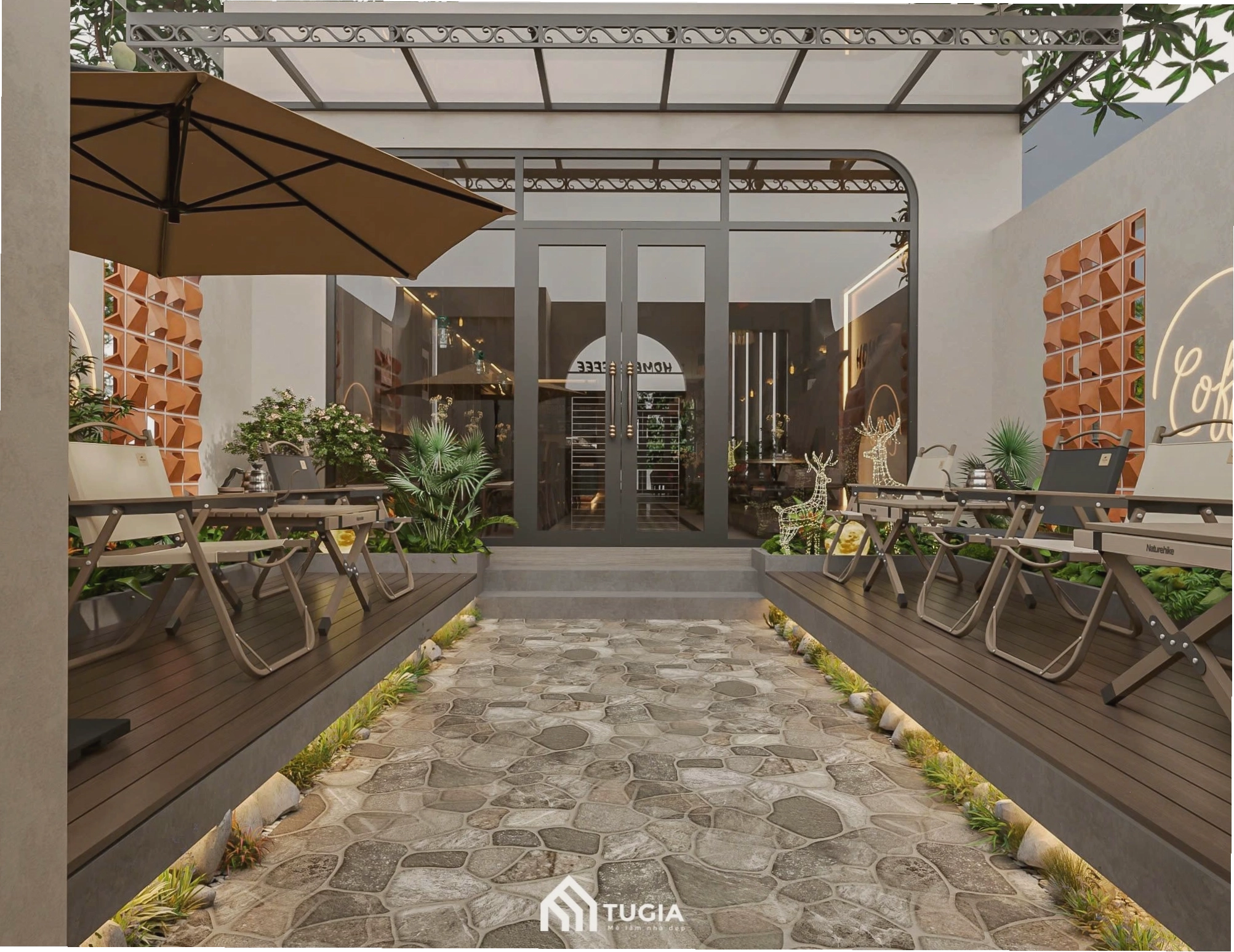 Không gian mở cho quán cafe nhỏ đẹp