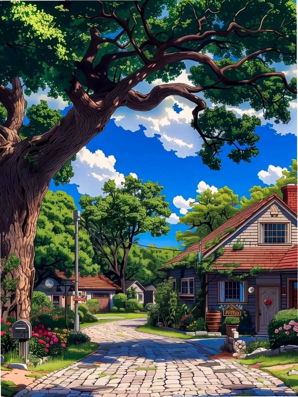 Khu rừng anime xanh mướt với ánh nắng chiếu rọi