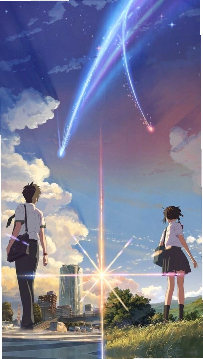 Khu rừng xanh mướt trong anime với thác nước chảy róc rách