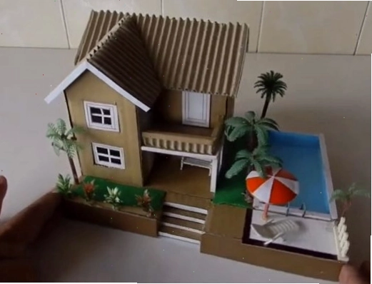 Làm mô hình nhà biệt thự bằng bìa carton