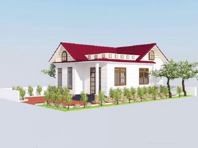 Mặt tiền nhà cấp 4 hiện đại với thiết kế mái thái và màu sắc trang nhã