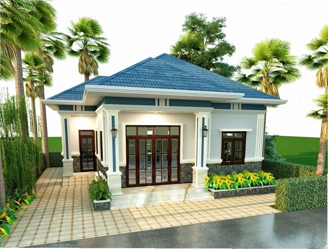 Mẫu nhà cấp 4 đơn giản, hợp thời dành cho gia đình ít thành viên
