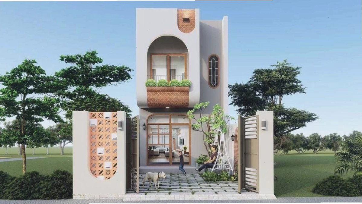 Mẫu nhà đẹp 2 tầng có sân vườn rộng rãi, tạo không gian thư giãn lý tưởng