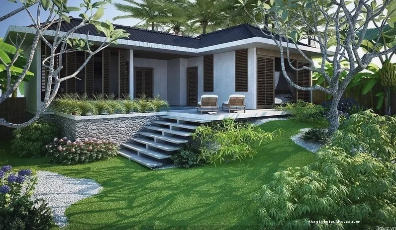 Mẫu nhà vườn kiểu Nhật với kiến trúc gỗ và hồ cá koi