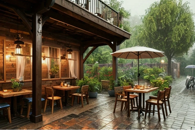 Mẫu thiết kế quán cafe sân vườn diện tích nhỏ, tối ưu không gian với cây xanh