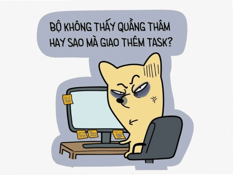 Meme hài hước thể hiện sự mệt mỏi khi nhận thêm việc