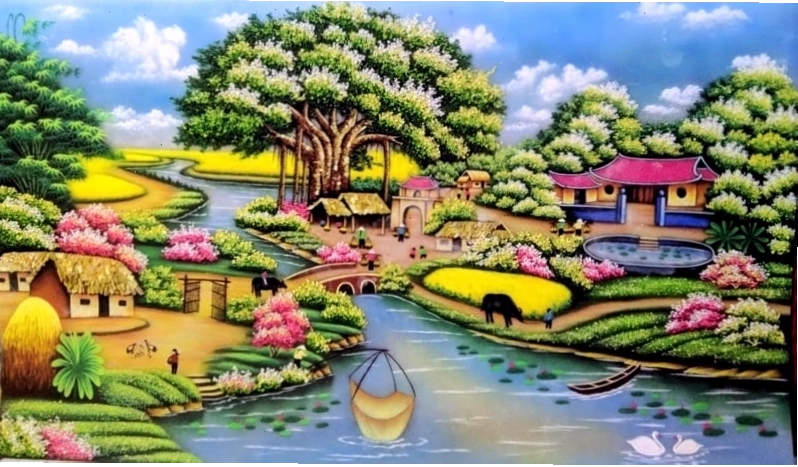 Những mẫu tranh dân gian về phong cảnh làng quê 2