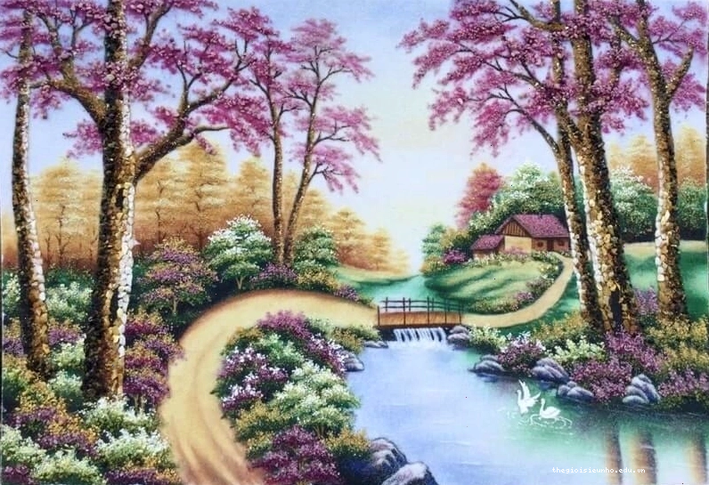 Những mẫu tranh dân gian về phong cảnh làng quê 3