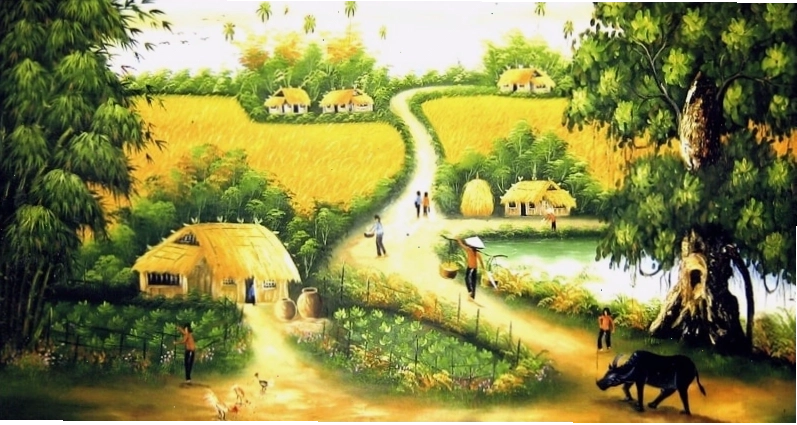 Những mẫu tranh dân gian về phong cảnh làng quê