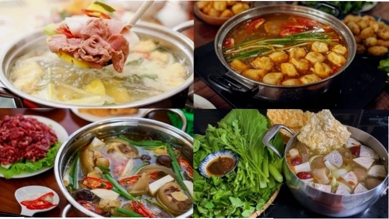 Nồi lẩu bò đầy đặn với nhiều loại thịt và rau