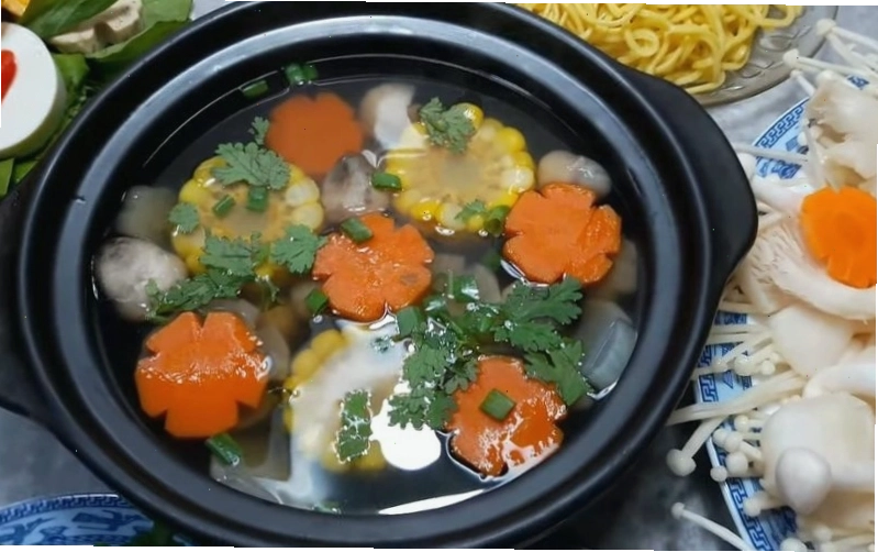 Nồi lẩu nấm chay hoàn chỉnh và hấp dẫn