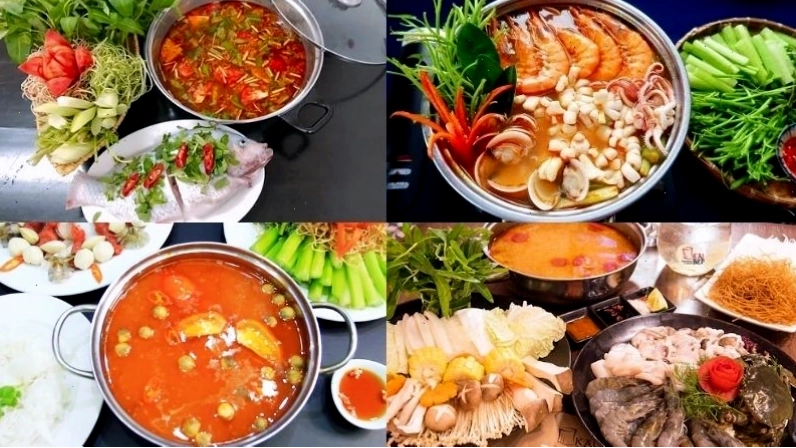 Nồi lẩu Thái hấp dẫn với nhiều loại hải sản và rau củ tươi ngon