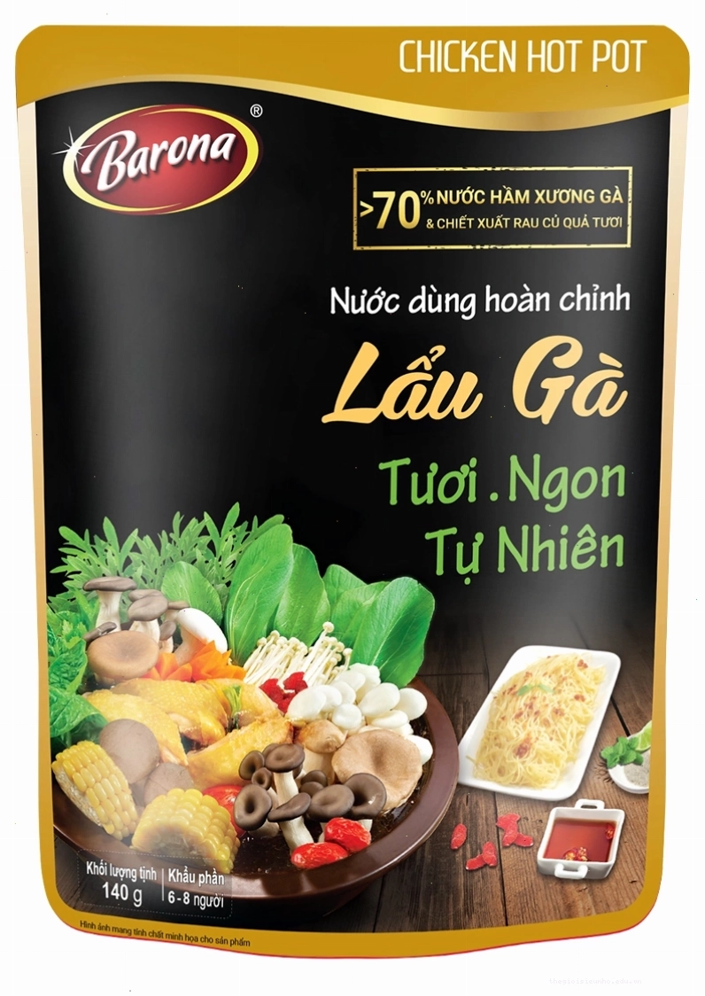 Nước dùng hoàn chỉnh Barona hương vị lẩu gà