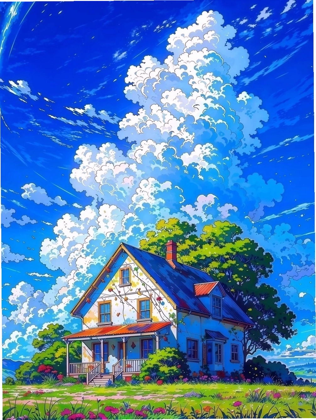 Phong cảnh anime lãng mạn bên bờ hồ lung linh