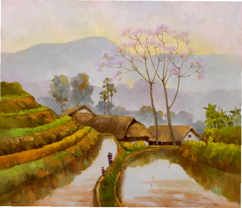 Sóng biển nhẹ nhàng xô bờ, tạo nên âm thanh êm dịu