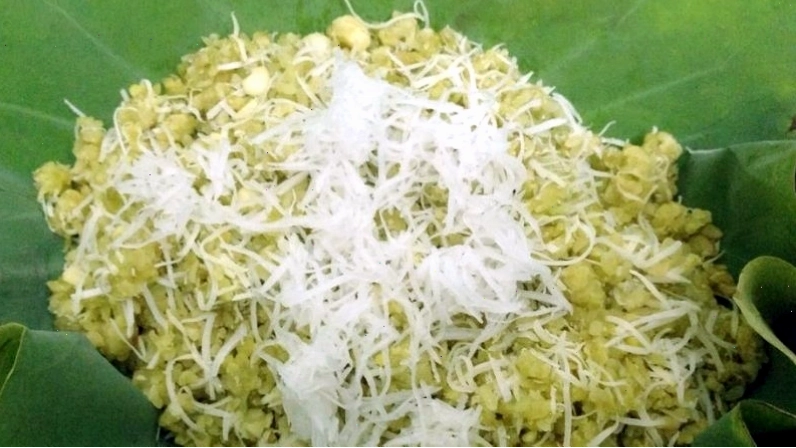 Thành phẩm món xôi cốm dẻo thơm hấp dẫn