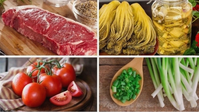 Thành phẩm nồi canh dưa chua thịt bò hấp dẫn