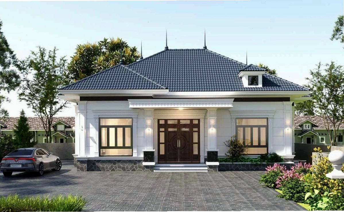 Thiết kế nhà 1 tầng rộng rãi, nhiều phòng ngủ cho các thành viên