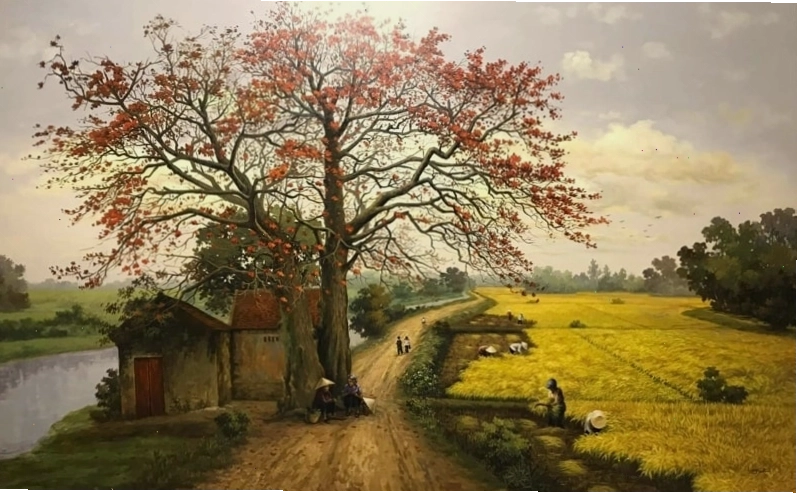 Toàn cảnh làng quê thanh bình nhìn từ trên cao