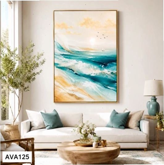 Tranh canvas bãi biển xanh AVA125