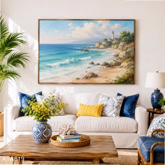 Tranh canvas bãi biển xanh VQ819