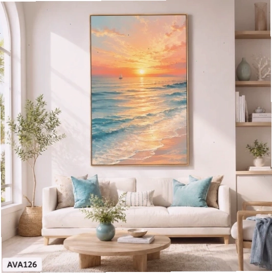 Tranh canvas bình minh trên biển AVA126