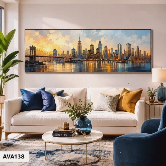 Tranh canvas thành phố bên sông AVA138