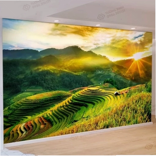 Tranh dán tường 3D phong cảnh ruộng bậc thang TDT2633