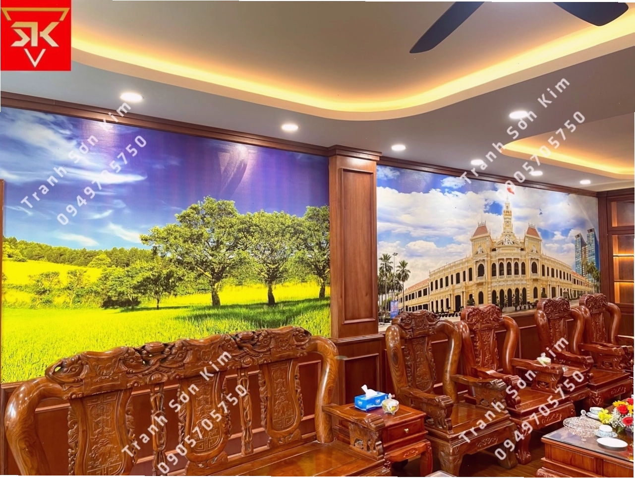 Tranh dán tường phong cảnh núi non hùng vĩ