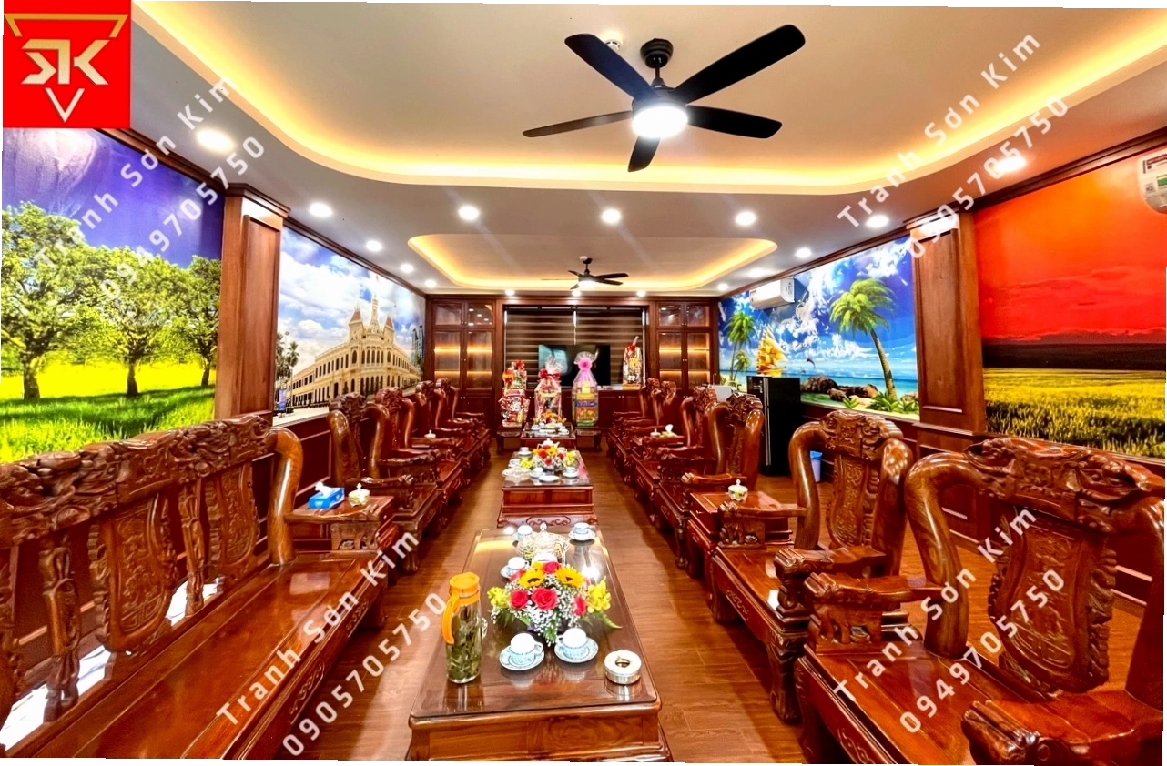 Tranh dán tường phong cảnh thiên nhiên với thác nước hùng vĩ