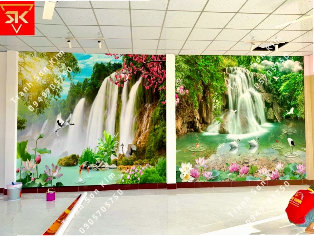 Tranh dán tường phong cảnh với nhiều chi tiết sống động