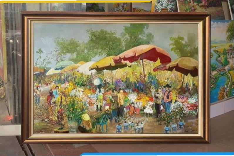 Tranh hoa mùa xuân rực rỡ sắc màu