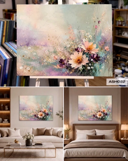 Tranh hoa nở rộ, thể hiện sức sống mãnh liệt của thiên nhiên